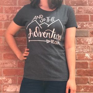 “And So The Adventure Begins” Heathered Gray tee